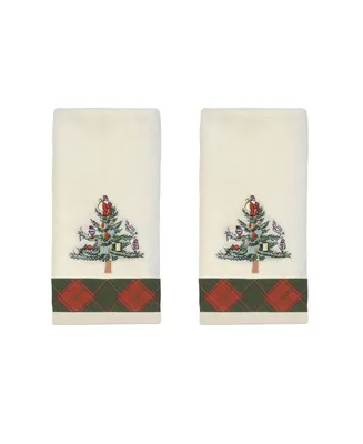 Spode Tartan Embroidered Finger Tip Towel Set, 2 Piece