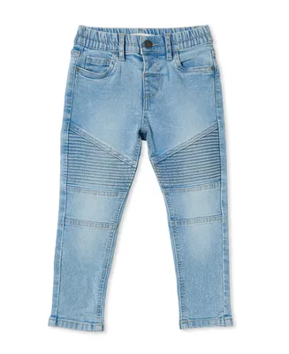 Cotton On Little Boys Skinny Fit Stretch Denim Moto Jeans