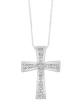 Diamond Channel-Set Cross 18" Pendant Necklace (1/2 ct. t.w.) in 10k White Gold