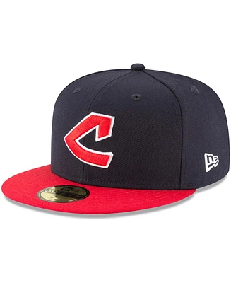 Men's Navy Cleveland Indians Cooperstown Collection Wool 59FIFTY Fitted Hat