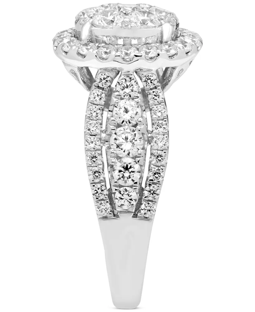 Diamond Halo Cluster Ring (2 ct. t.w.) in 14k White Gold