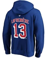 Men's Alexis Lafreniere Royal New York Rangers Authentic Stack Name and Number Pullover Hoodie