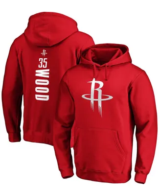 Men's Christian Wood Red Houston Rockets Playmaker Name and Number Pullover Hoodie