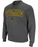 Men's Colosseum Charcoal Wyoming Cowboys Arch & Logo Tackle Twill Pullover Sweatshirt