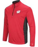 Men's Heathered Red, Black Wisconsin Badgers Audible Windshirt Quarter-Zip Pullover Jacket