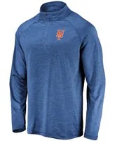 Men's Royal New York Mets Iconic Striated Primary Logo Raglan Quarter-Zip Pullover Jacket