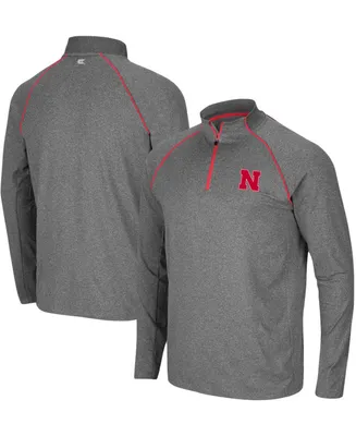 Men's Heathered Charcoal Nebraska Huskers Robert Raglan Quarter-Zip Jacket