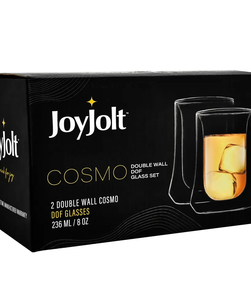 JoyJolt Cosmos Double Wall Double Old Fashioned Glasses, Set of 4