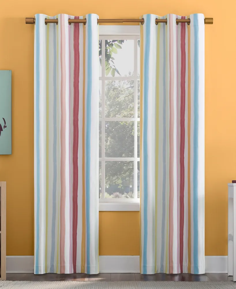 Sun Zero Pippa Stripes Blackout Grommet Curtain Panel, 84" x 40"