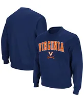 Men's Navy Virginia Cavaliers Team Arch Logo Tackle Twill Pullover Sweatshirt