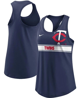 Women's Navy Minnesota Twins Cropped Logo Performance Racerback Tank Top