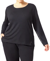 Hue Plus Solid Long Sleeve Lounge T-Shirt