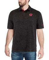 Men's Heather Black Wisconsin Badgers Down Swing Polo Shirt