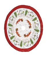 Santa's Snowy Sleighride Christmas Tree Round Skirt