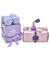 Rosepops Pop-Up Pastel Real Lavender Sachet Roses Scented with Rose Shaped Refresher Bottle, Box of 4