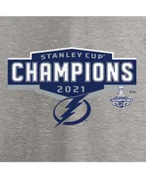 Women's Heather Gray Tampa Bay Lightning 2021 Stanley Cup Champions Jersey Roster V-Neck T-shirt