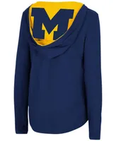 Women's Navy Michigan Wolverines Catalina Hoodie Long Sleeve T-shirt