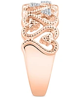 Diamond Openwork Heart Ring (1/10 ct. t.w.) in Sterling Silver or 18k Rose Gold-Plated Sterling Silver