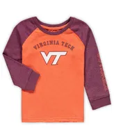 Toddler Boys and Girls Heathered Orange Virginia Tech Hokies Long Sleeve Raglan T-Shirt