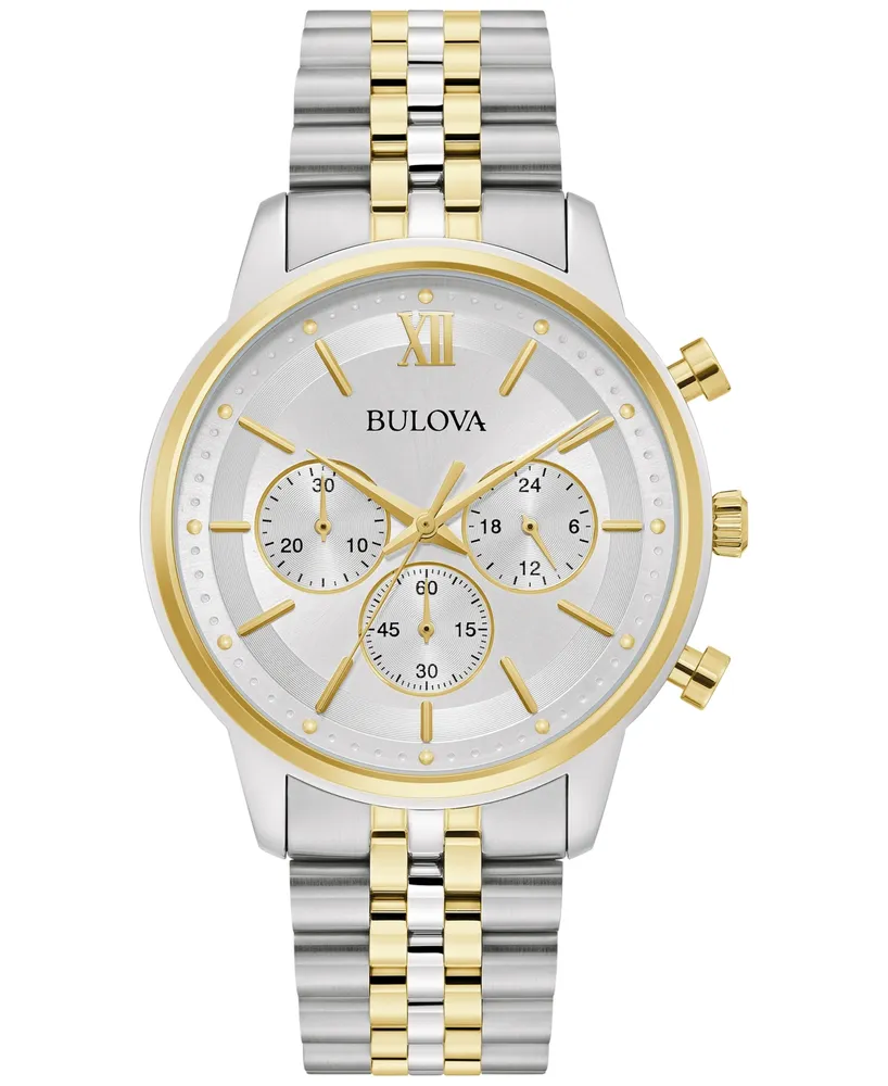 Bulova Men's Classic Chronograph Two-Tone Stainless Steel Bracelet Watch 41mm, Created for Macy's - Two
