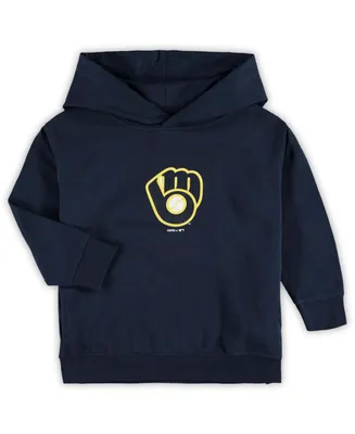 Toddler Navy Milwaukee Brewers Primary Logo Team Pullover Hoodie
