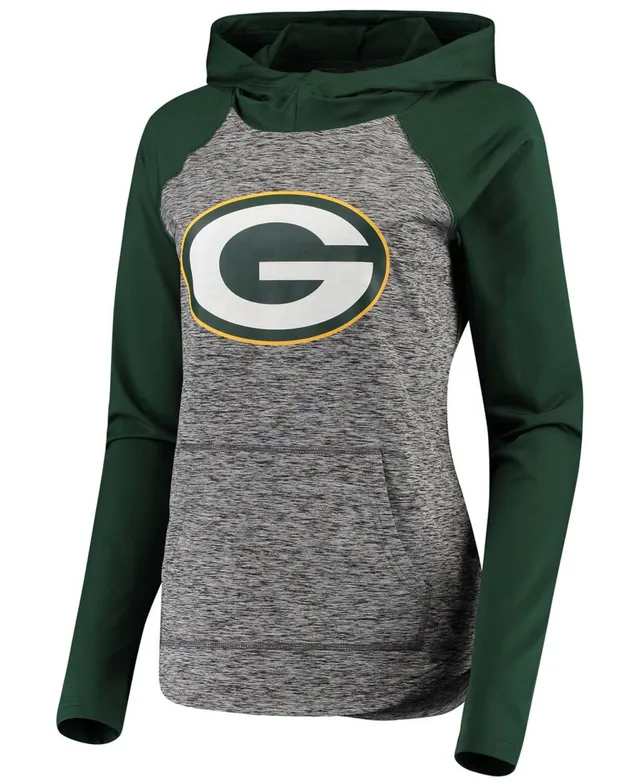 Women's Fanatics Branded Heathered Gray Green Bay Packers Plus Size Lace-Up Pullover  Hoodie