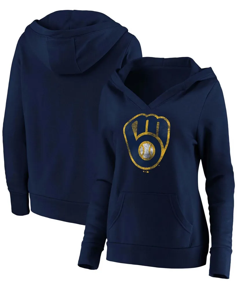 Pro Standard Women's Pro Standard Navy Milwaukee Brewers Classic Fleece  Pullover Hoodie