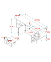 58" Solid Wood 2-Drawer Prism Sideboard