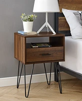 Hairpin Leg 1 Drawer Side Table Set, 2 Piece