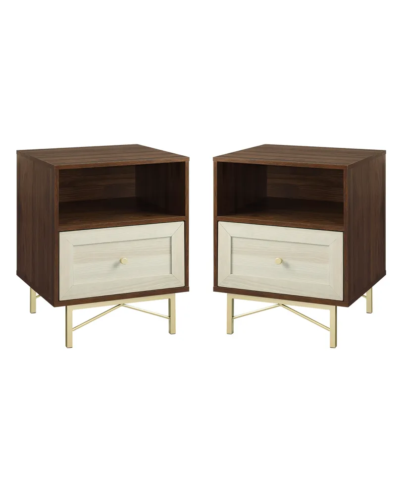 1 Drawer Modern Nightstand Set, 2 Piece