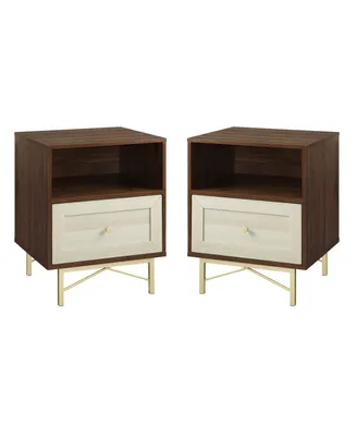 1 Drawer Modern Nightstand Set, 2 Piece