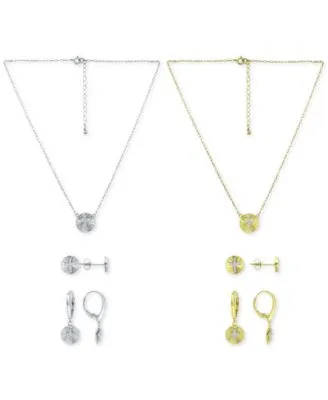 Giani Bernini Cubic Zirconia Cross Disc Pendant Necklace Stud Drop Earrings Jewelry Collection Created For Macys