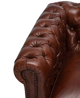 Closeout! Calvine 39" Leather Self Centering Swivel Chair, Created for Macy's