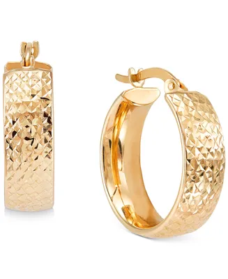 Textured Gold Round Hoop Earrings in 10k Gold (20mm)