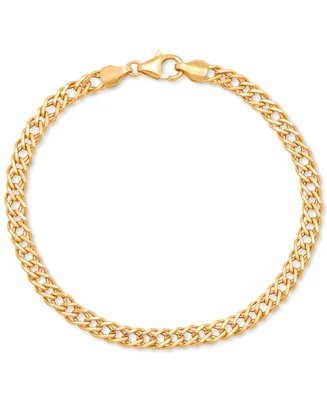Italian Gold Double Curb Link Chain Bracelet in 10k Gold