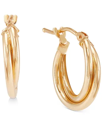Italian Gold Double Twist Hoop Earrings in 10k Gold (10mm)
