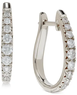 Diamond Oval Graduated Hoop Earrings (3/4 ct. t.w.) 14k White or Yellow Gold
