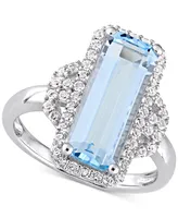 Blue Topaz (3-3/4 ct. t.w.) & White (1/2 Statement Ring Sterling Silver