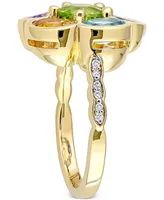 Multi-Gemstone (3-3/8 ct. t.w.) & Diamond (1/20 Ring Gold-Plated Sterling Silver