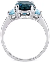 Blue Topaz (4-1/2 ct. t.w.) & Diamond Accent Statement Ring Sterling Silver