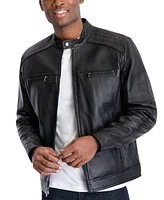 Michael Kors Men's Perforated Leather Moto Jacket, Created for Macy's