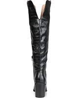 Journee Collection Women's Therese Extra Wide Calf Block Heel Knee High Dress Boots