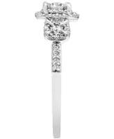 Diamond 3-Stone Triple Halo Ring (1/2 ct. t.w.) in 14k White Gold