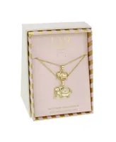 Fao Schwarz Women's Elephant Shape Pendant Necklace Set - Gold