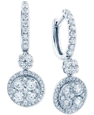Diamond Halo Cluster Dangle Drop Earrings (2-1/2 ct. t.w.) in 14k White Gold