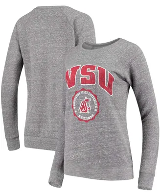 Women's Heathered Gray Washington State Cougars Edith Vintage-Like Knobi Pullover Sweatshirt