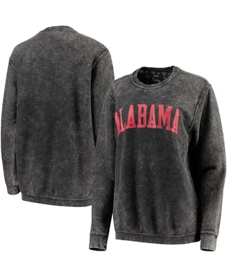 Women's Black Alabama Crimson Tide Comfy Cord Vintage-Like Wash Basic Arch Pullover Sweatshirt