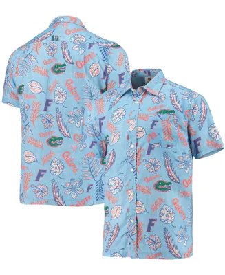 Men's Light Blue Florida Gators Vintage-Like Floral Button-Up Shirt