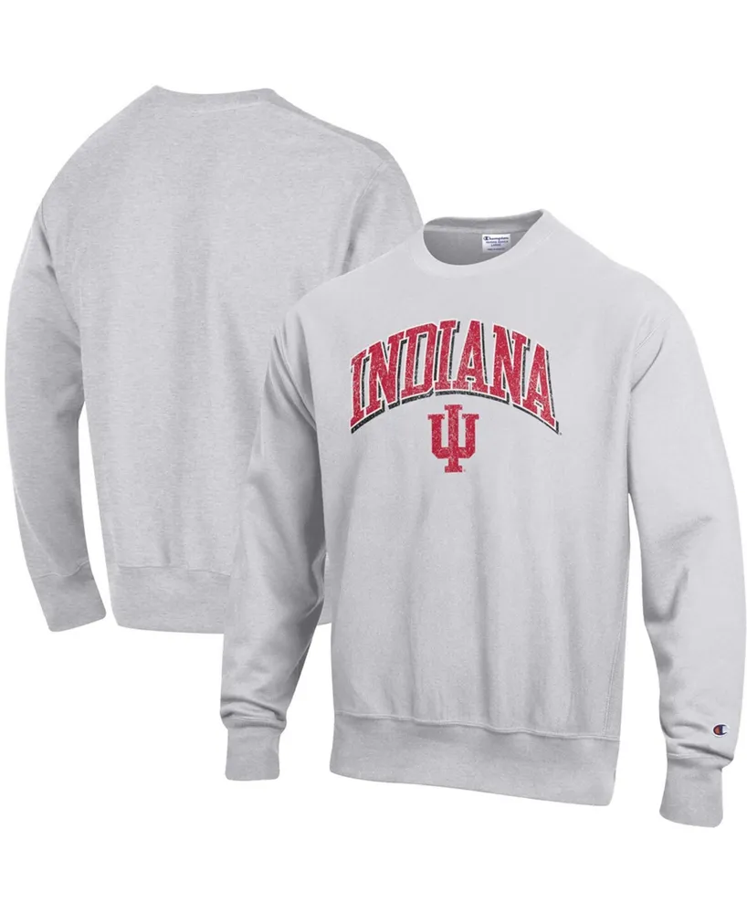 Men's Gray Indiana Hoosiers Arch Over Logo Reverse Weave Pullover Sweatshirt