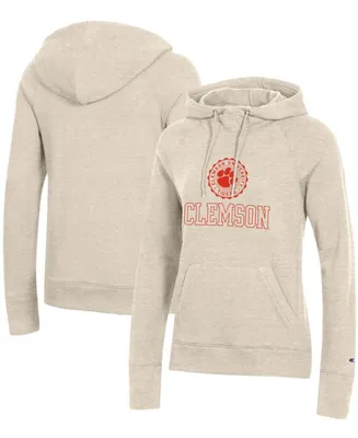 Women's Heathered Oatmeal Clemson Tigers College Seal Pullover Hoodie